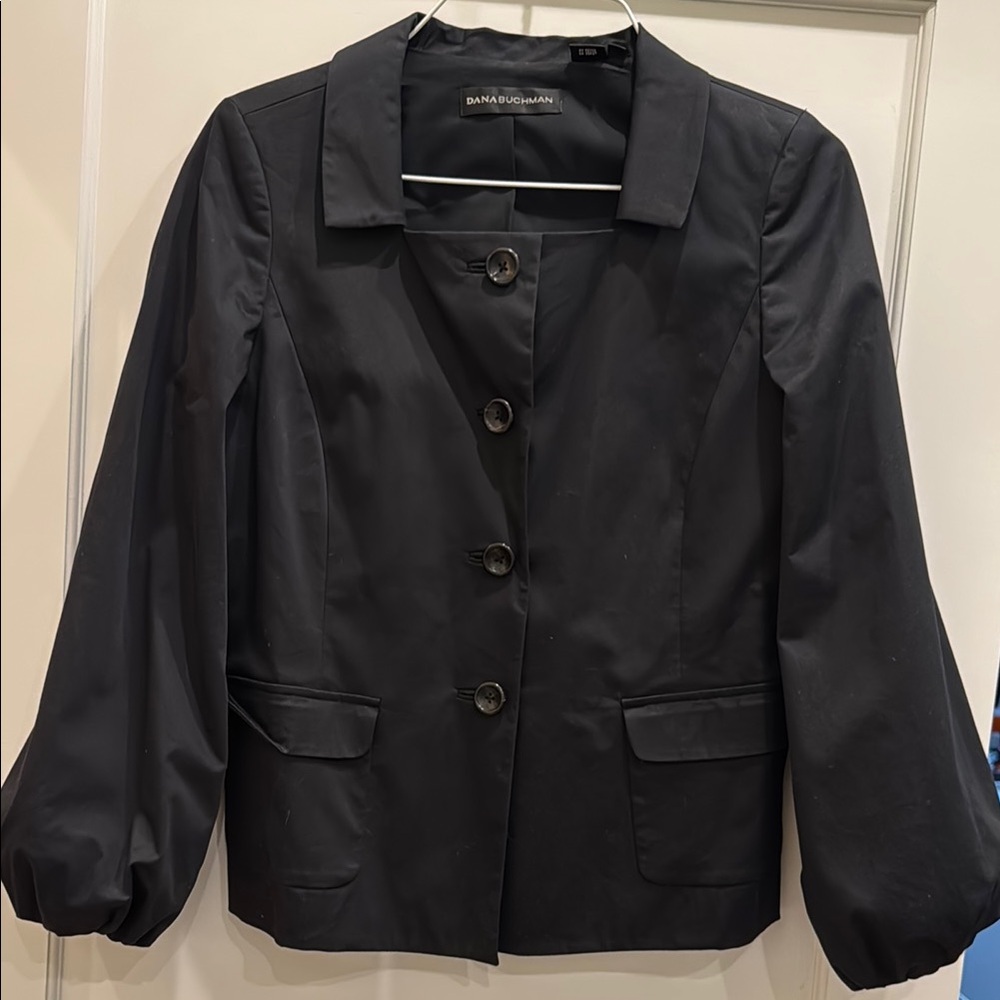 Dana Buchman Black Blazer with Gathered Sleeves